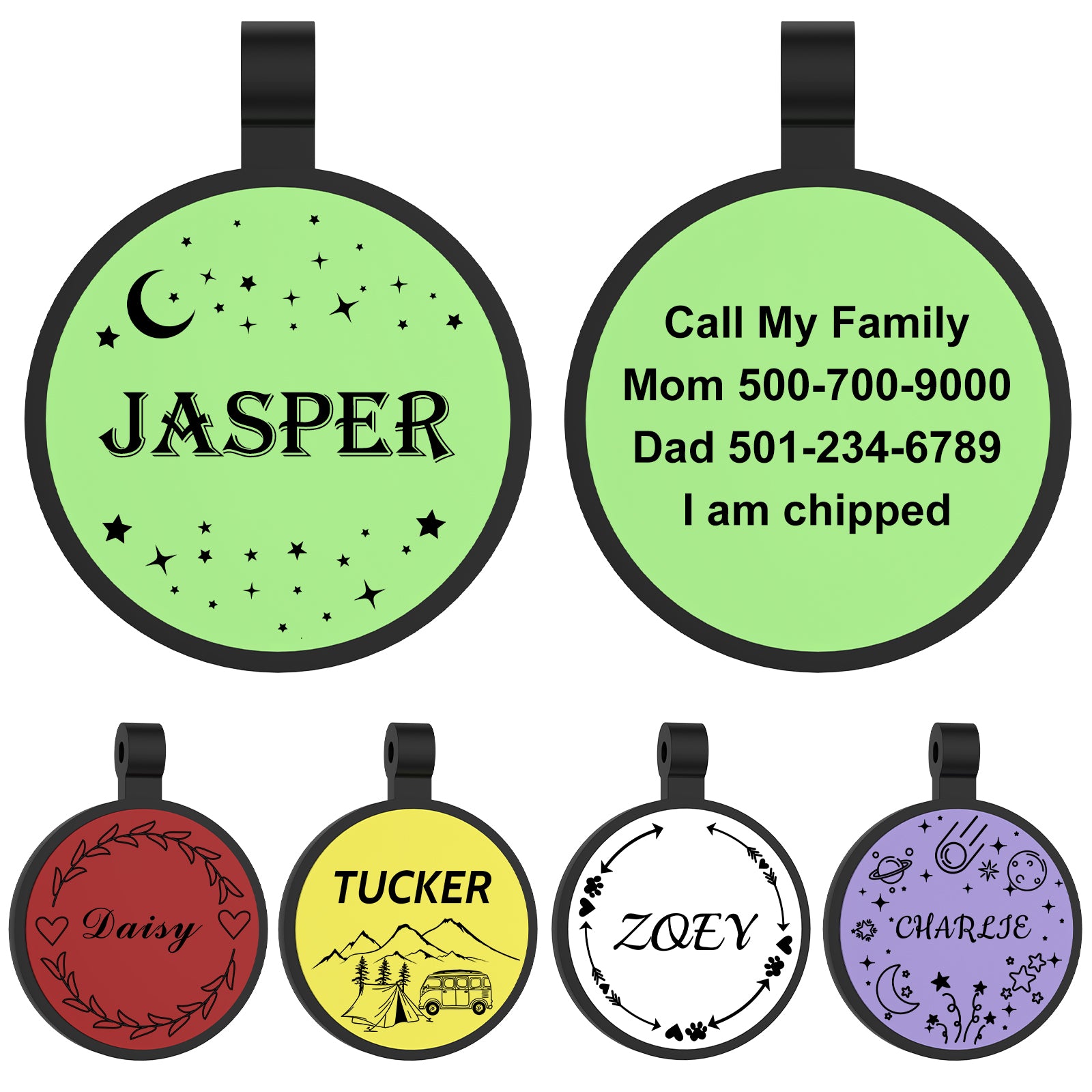 Dog Tags Engraved for Pet- YEHANTI Silent Silicone Dog Tag Personalized Dog Tags and Cat Tags, Lightweight and Waterproof Name Tags, Pet ID Tags for Puppy Kitten with Mountain Pattern Designs
