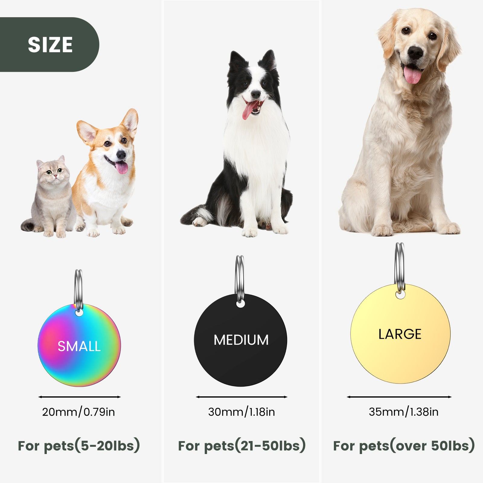 YEHANTI Dog Tags Engraved for Pets Personalized, Custom Stainless Steel Dog Tags and Cat Tags with Various Cute and Beautiful Icons, Double Sided Engraved Pet ID Tags Dog Name Tag, Round