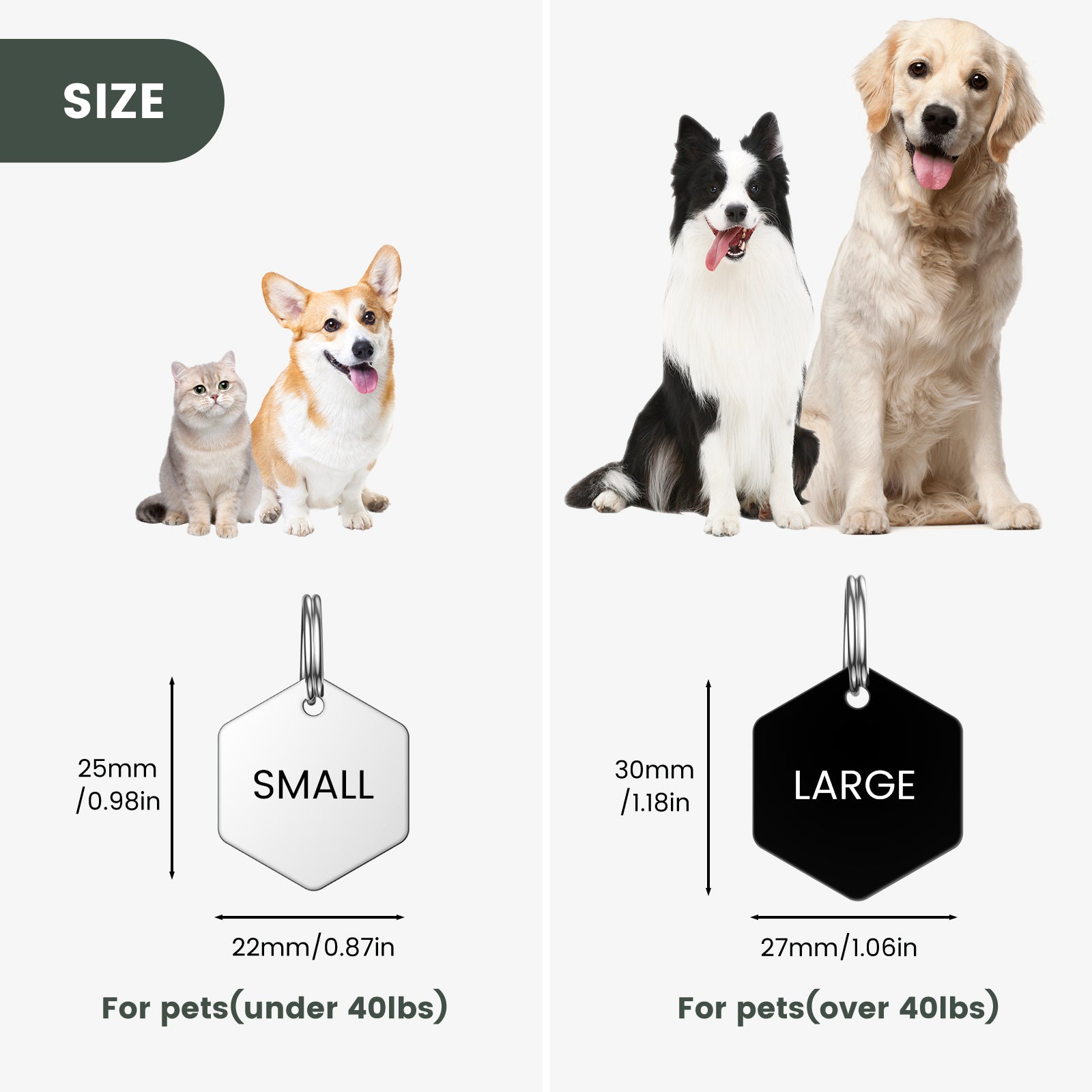 YEHANTI Personalized Dog Tags Engraved for Pets - Stainless Steel Custom Dog Cat Tag with Various Cute and Beautiful Icons, Double Sided Engraved Pet ID Tags Dog Name Tag, Hexagon