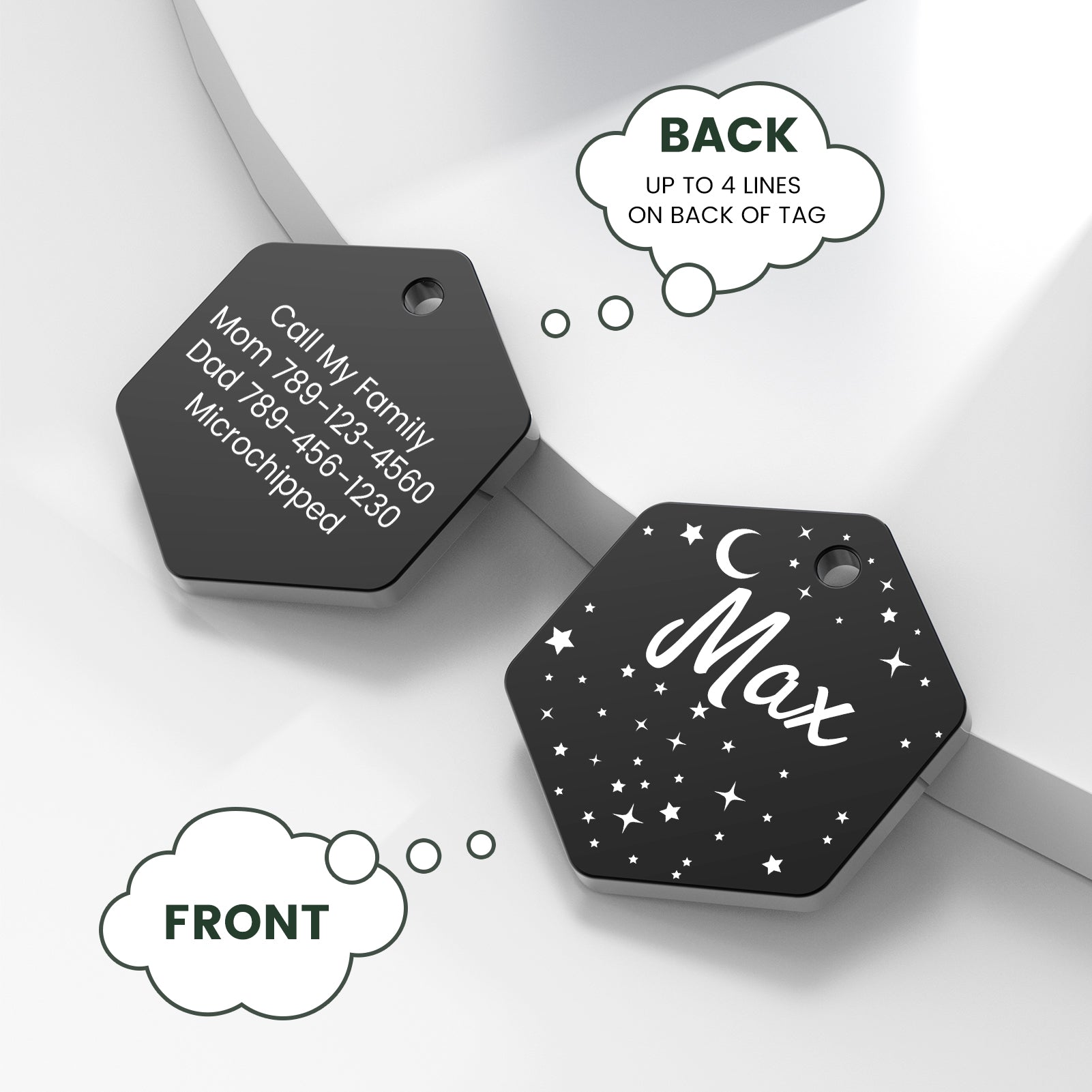 YEHANTI Dog Tags Personalized for Pets with Name Pattern Art Design - Engraved with Laser - Stainless Steel Cats Dogs ID Tags - Stylish Dog Collar Accessories (Hexagon Shape)