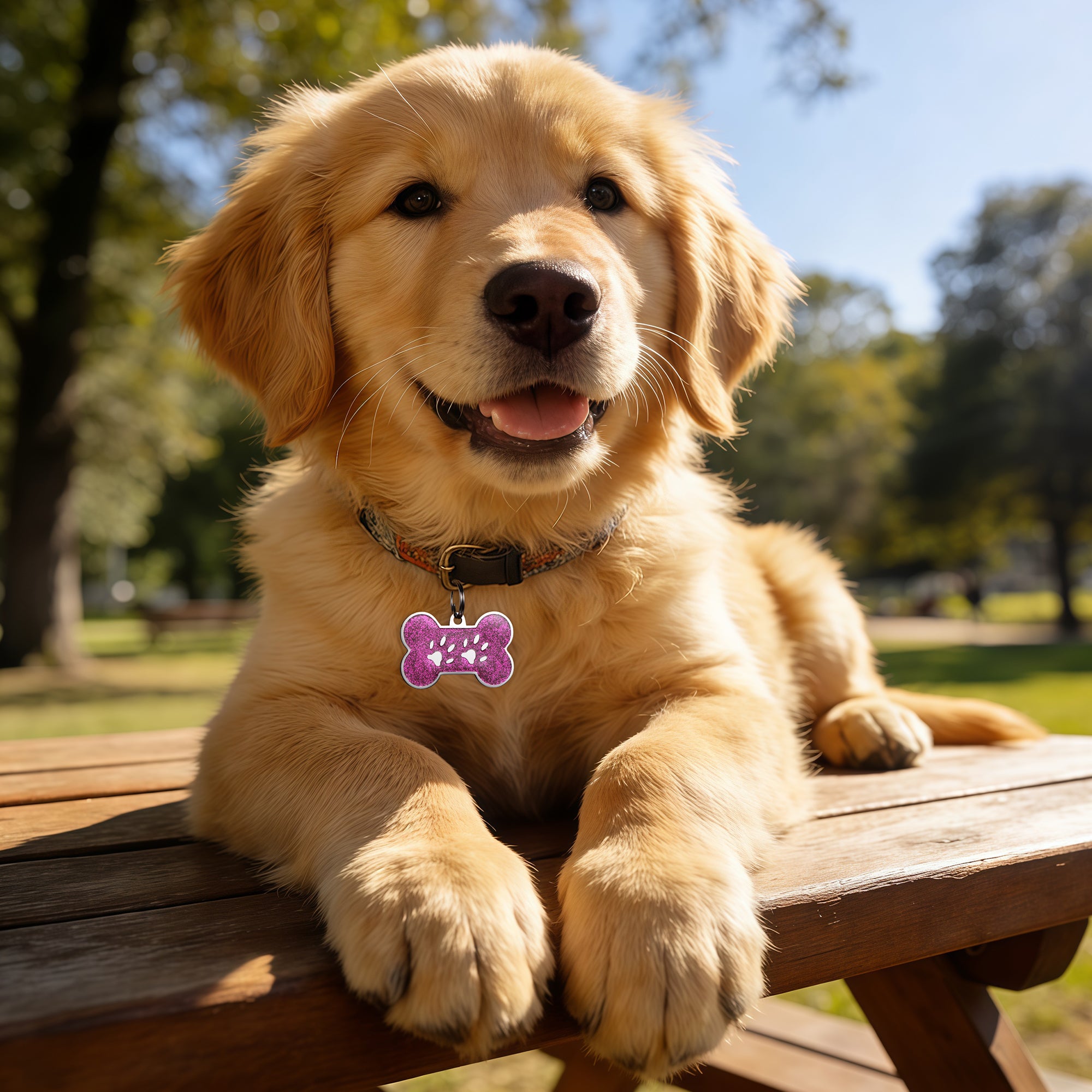 YEHANTI Dog Tags Personalized for Pets with Glittery Front Design - Beautiful Stainless Steel Cats Dogs ID Tags - Engraved with Laser - Stylish Dog Collar Accessories